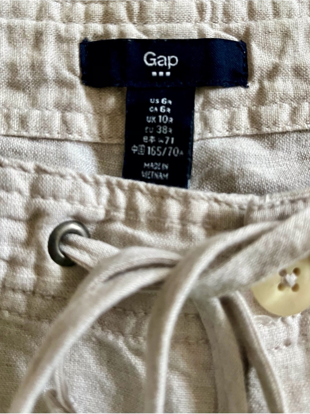 GAP Women’s Light Taupe Linen Drawstring Pants - Picture 3 of 4